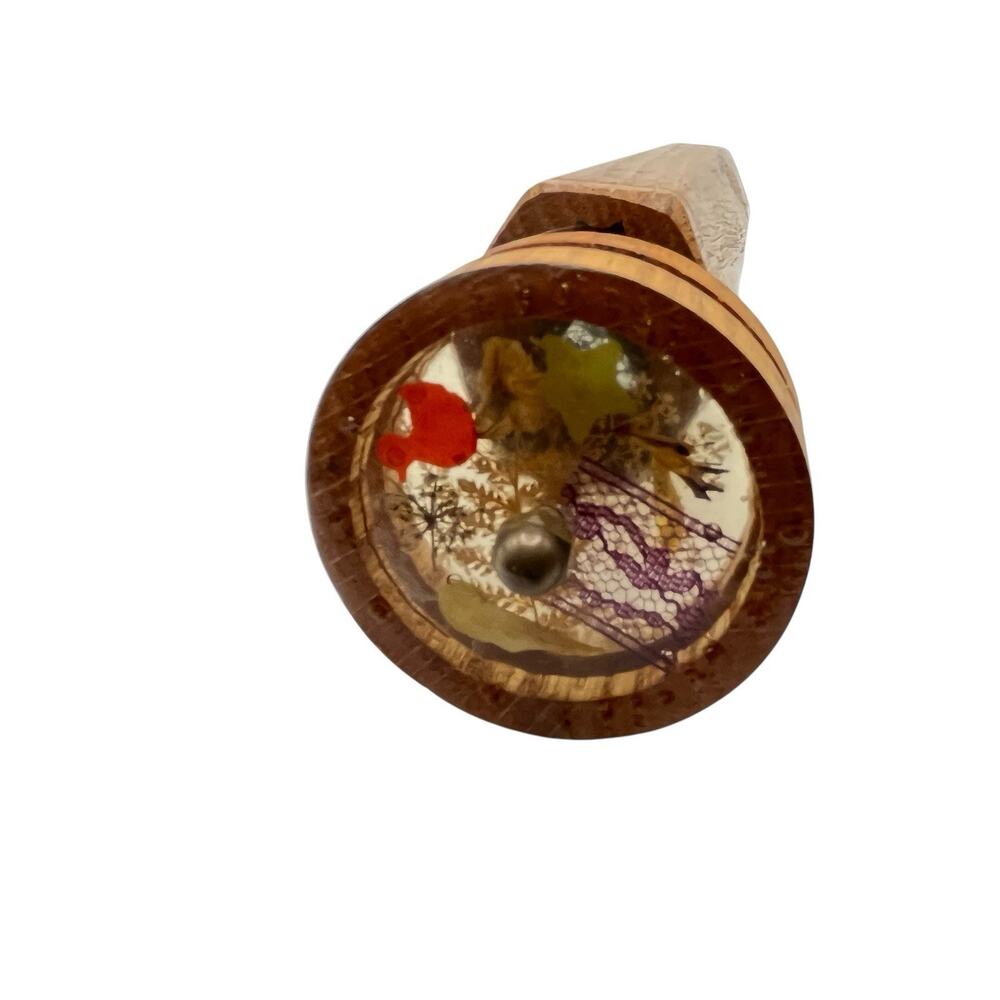 Kaleidoscope Hand Made Artist Signed Wooden Pressed Flowers Vintage Arts & Craft